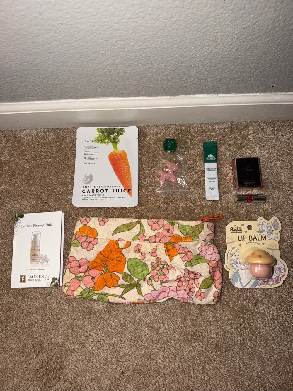 Old Navy Floral Canvas Cosmetic Pouch Gift Set With YSL samples